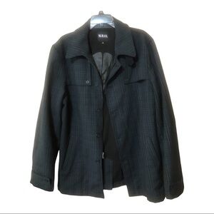 MG Black Label Pea Coat Bloke Plaid Blue Coat Size XL